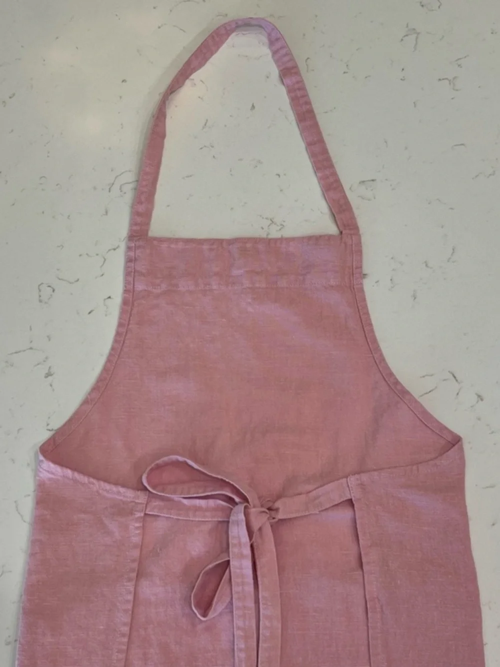 Williams Sonoma Dusty Rose Linen Apron with LOVE Embroidery